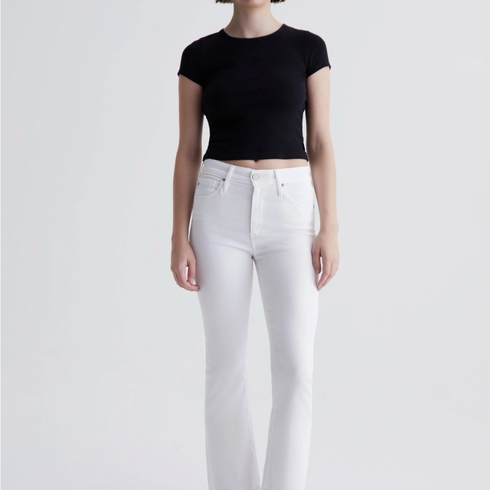 Ag Adriano Goldschmied White Flare Wide Leg Jeans